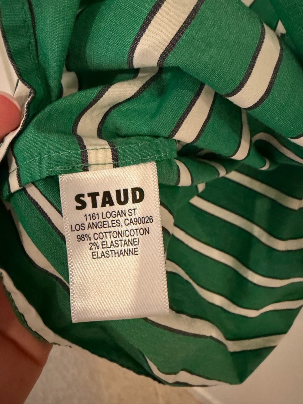 STAUD Green and White Striped Halter Mini Dress - Picture 4 of 6